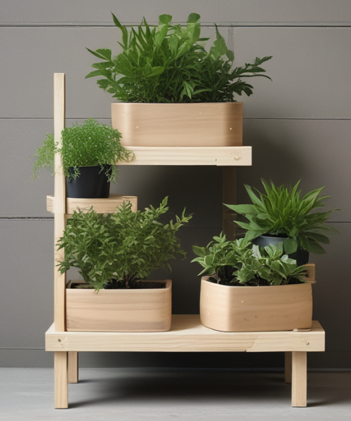 Tiered Wooden Plant Stand