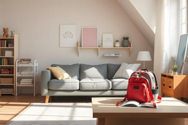 Organized and clutter-free living room with an affordable sofa, styled with minimalist, chic decor